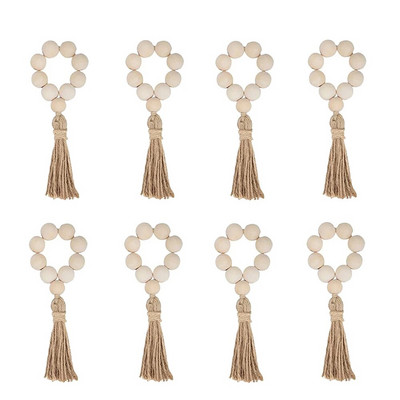 Badu.bg 8Pcs дървени пръстени за салфетки Ръчно изработен дървен държач ...