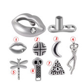 1 σετ Titanium CZ Crystal Dermal Anchor Surface Piercings Top Skin Diver Bases Sexy Body Jewelry Micro Dermal Piercing