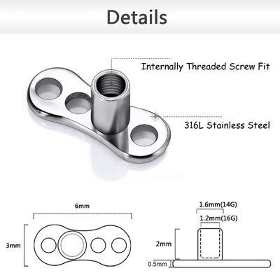 1 σετ Titanium CZ Crystal Dermal Anchor Surface Piercings Top Skin Diver Bases Sexy Body Jewelry Micro Dermal Piercing