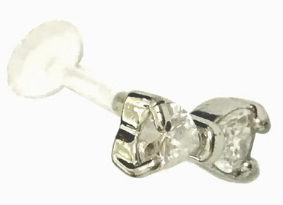 1 τεμ. Χαριτωμένο κόσμημα με σκουλαρίκι με φιόγκο Κορυφαία μόδα 16G Ακρυλική μπάρα Clear Zircon Bow Lip Ring Piercing Tragus Piercing Earring Jewelry