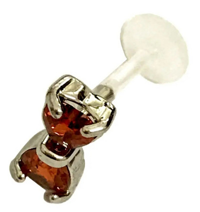 1 τεμ. Χαριτωμένο κόσμημα με σκουλαρίκι με φιόγκο Κορυφαία μόδα 16G Ακρυλική μπάρα Clear Zircon Bow Lip Ring Piercing Tragus Piercing Earring Jewelry