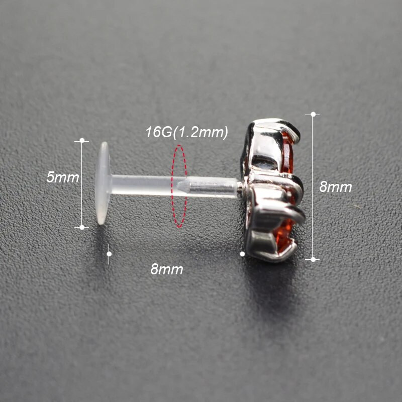 1 τεμ. Χαριτωμένο κόσμημα με σκουλαρίκι με φιόγκο Κορυφαία μόδα 16G Ακρυλική μπάρα Clear Zircon Bow Lip Ring Piercing Tragus Piercing Earring Jewelry