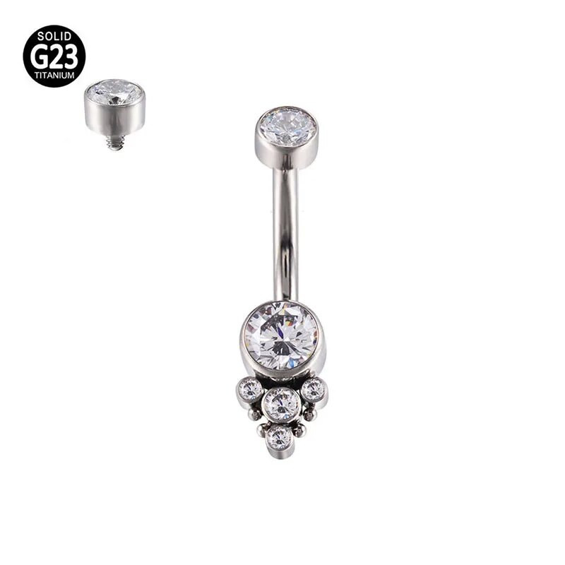 G23 titán belső szál Szexi hasgomb gyűrűk köldök testpiercing cirkon strand medál ékszer köldökpiercing