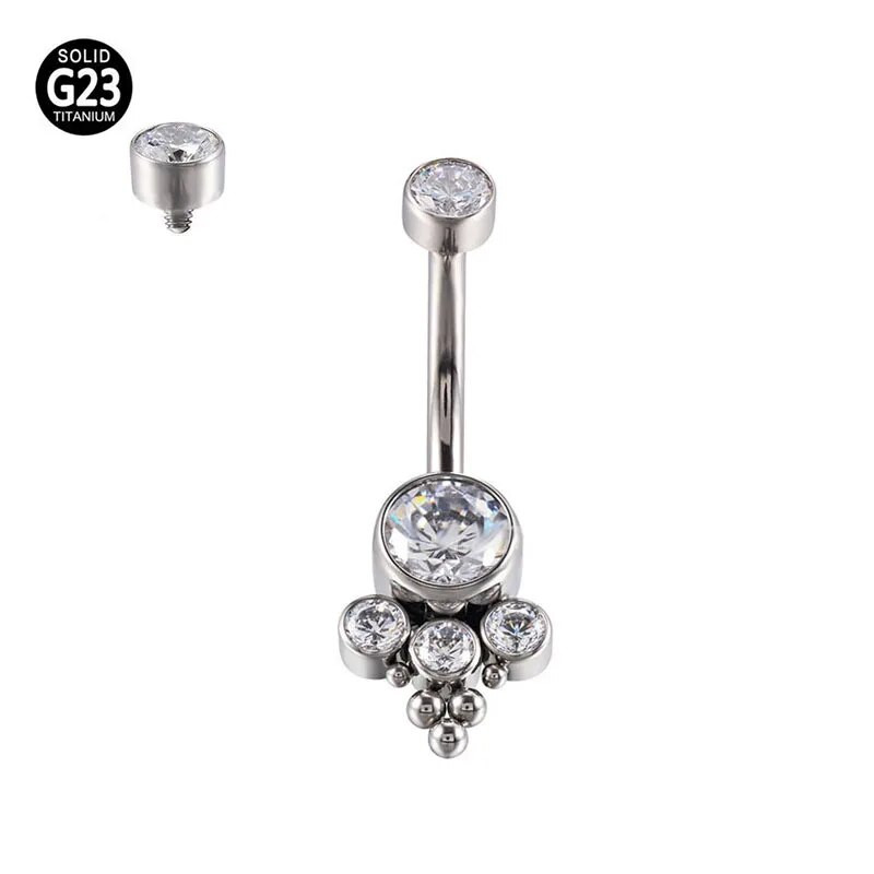 G23 titán belső szál Szexi hasgomb gyűrűk köldök testpiercing cirkon strand medál ékszer köldökpiercing