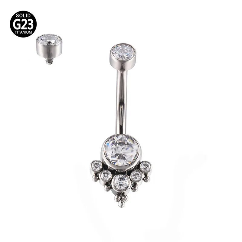 G23 titán belső szál Szexi hasgomb gyűrűk köldök testpiercing cirkon strand medál ékszer köldökpiercing