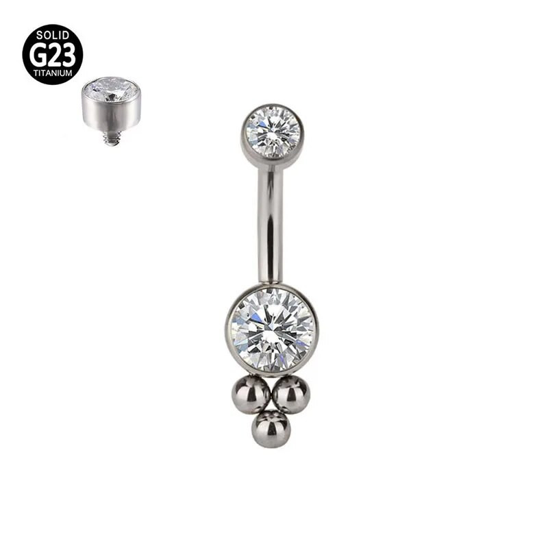 G23 titán belső szál Szexi hasgomb gyűrűk köldök testpiercing cirkon strand medál ékszer köldökpiercing