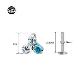 1 τεμ 3 Πολύχρωμο CZ Tragus τρυπημένο σκουλαρίκι με εσωτερική κλωστή F136 Titanium Labret Monroe Cartilage Helix Ear Jewelry