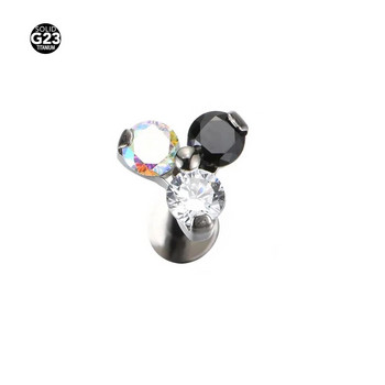 1 τεμ 3 Πολύχρωμο CZ Tragus τρυπημένο σκουλαρίκι με εσωτερική κλωστή F136 Titanium Labret Monroe Cartilage Helix Ear Jewelry