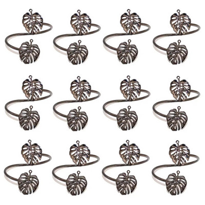 12 gab. Matēta zelta lapu salvešu gredzeni Lapu salvešu turētāja gredzeni Pateicības kāzu Ziemassvētku pusdienu galda dekorēšanai HWL36