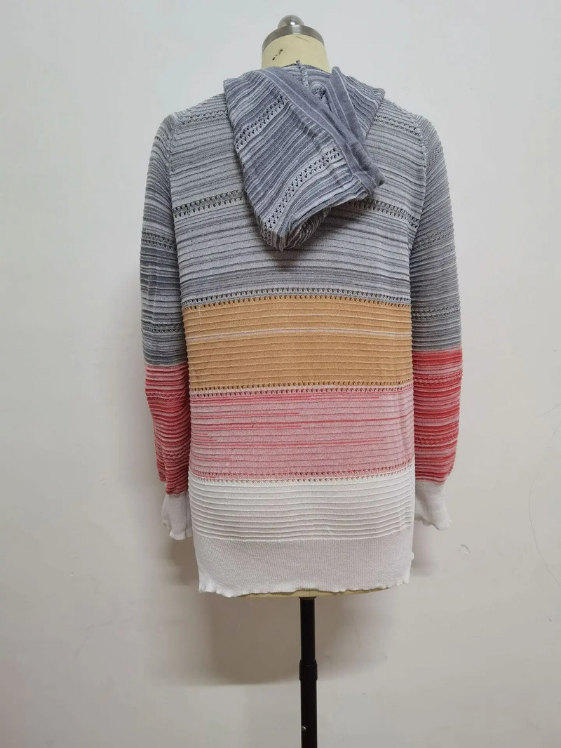 Džemperis ar kapuci, 2023. gada rudens/ziemas puķu dobs džemperis, sieviešu trikotāža, brīva kontrasta krāsa sieviešu džemperis