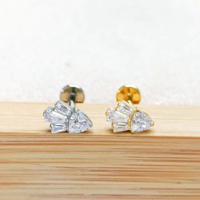 1db G23 titánfa bal 16g belső szál Labret piercing ajakgyűrűFül Tragus porc Helix Daith piercing fülbevaló f