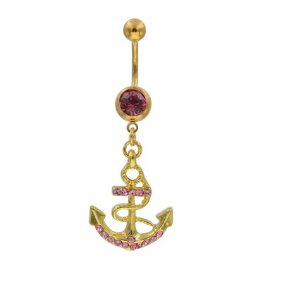 1db Acél köldök gyűrűk Horgony Piercing Nombril Köldök Pircing Fülbevaló Köldök Belly Bar Test Ékszerek Csepp Szállítás