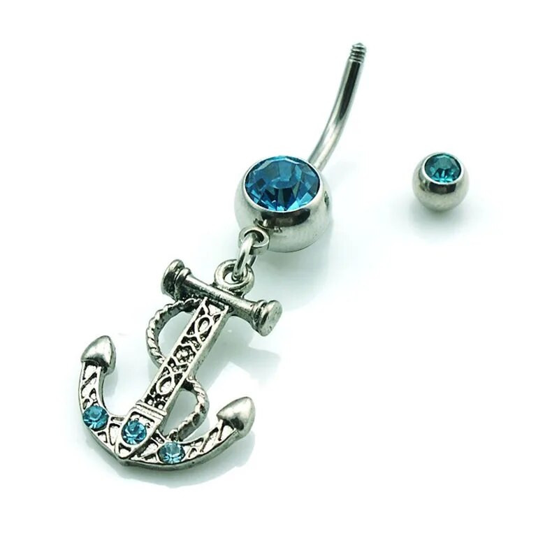 1db Acél köldök gyűrűk Horgony Piercing Nombril Köldök Pircing Fülbevaló Köldök Belly Bar Test Ékszerek Csepp Szállítás