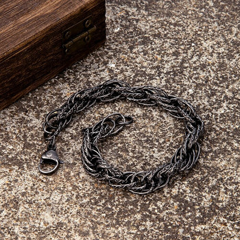 MKENDN Vintage Oxidized Black Pattern Link Chain Гривни за мъже Мотоциклет Кубинска верига Неръждаема стомана Пънк Рок Biker Jewelry