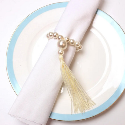 Κομψό δαχτυλίδι για χαρτοπετσέτα 4 τμχ Pearl, Διακόσμηση εκδηλώσεων γάμου Χαριτωμένη θήκη χαρτοπετσέτας, όμορφες αγκράφες από χαρτοπετσέτα Προμήθειες για τραπέζι σπιτιού