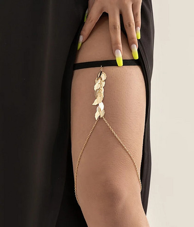 Seksīgi daudzslāņu pušķu imitācijas pērļu saspraudes krelles kāju ķēdes sieviešu jostas kalnu strēles, regulējamas elastīgas augšstilbu ķēdes ķermeņa rotaslietas