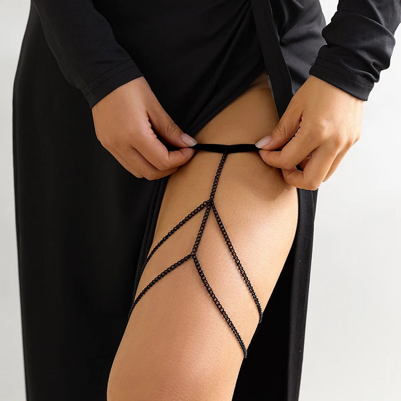 Seksīgi daudzslāņu pušķu imitācijas pērļu saspraudes krelles kāju ķēdes sieviešu jostas kalnu strēles, regulējamas elastīgas augšstilbu ķēdes ķermeņa rotaslietas