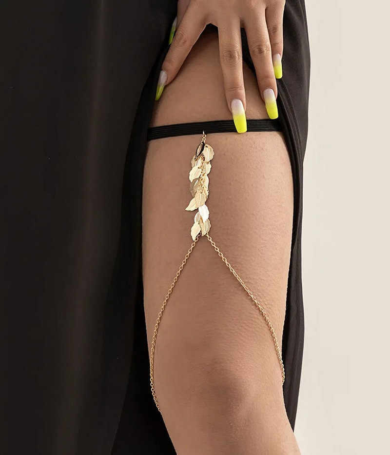 Seksīgi daudzslāņu pušķu imitācijas pērļu saspraudes krelles kāju ķēdes sieviešu jostas kalnu strēles, regulējamas elastīgas augšstilbu ķēdes ķermeņa rotaslietas