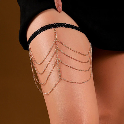 Bohēmiska augšstilbu ķēde sievietēm pludmales naktsklubs Sexy Long Pušķis Daudzslāņu regulējams Ķermeņa Juvelierizstrādājumu Kleita Dekorē