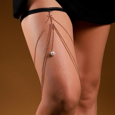 Bohēmiska augšstilbu ķēde sievietēm pludmales naktsklubs Sexy Long Pušķis Daudzslāņu regulējams Ķermeņa Juvelierizstrādājumu Kleita Dekorē