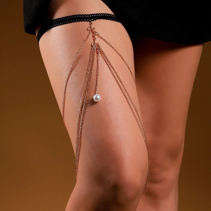 Bohēmiska augšstilbu ķēde sievietēm pludmales naktsklubs Sexy Long Pušķis Daudzslāņu regulējams Ķermeņa Juvelierizstrādājumu Kleita Dekorē