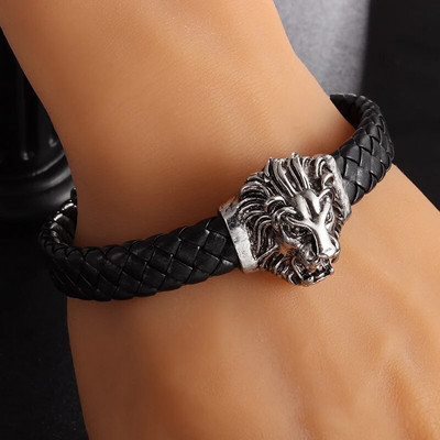 Μόδα Punk Lion Head Bracelet Ανδρικό Κυρίαρχο Ζώο Βραχιόλι με κοσμήματα Δώρο