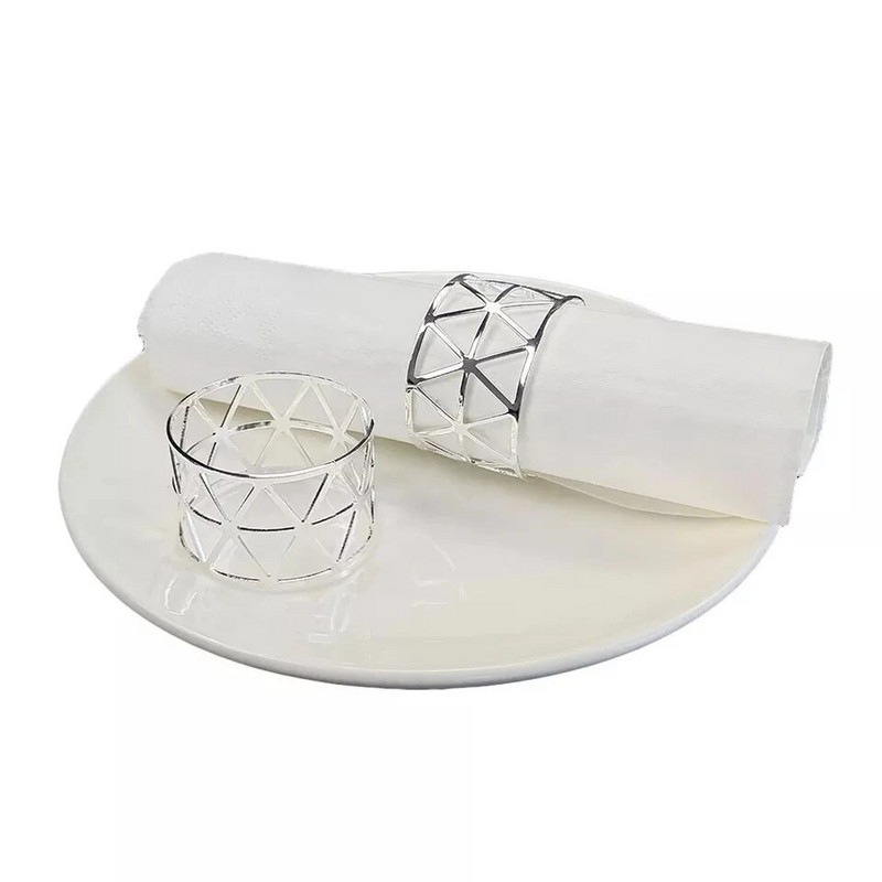 4 gab. Metāla pārklājuma dobas salvešu sprādzes, zelta sudraba salvešu gredzeni, kāzu pasākumu dekoru amatniecības turētājs, ar rokām darināti ballīšu piederumi