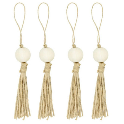 4GB ar rokām darināts dabīgā koka krelles salvešu gredzenu turētājs ar pušķiem, lauku stila lauku mājas vītnes piekarināšana pie sienas, kāzu mājas galda dekors