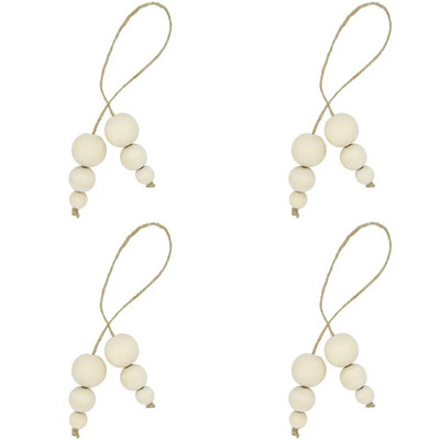 4GB ar rokām darināts dabīgā koka krelles salvešu gredzenu turētājs ar pušķiem, lauku stila lauku mājas vītnes piekarināšana pie sienas, kāzu mājas galda dekors