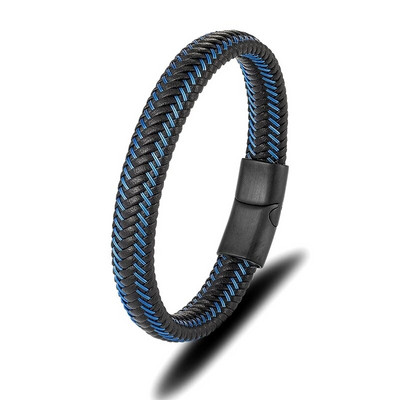 MKENDN Punk Vīriešu Rotaslietas Sarkana Pīta Ādas Virves Rokassprādze Melna Matēta Magnētiska Sprādze Rokassprādzes Vīriešu Aproce Pulsera Hombre