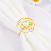 4GAB Valentīna dienas īpašie pērļu rozes salvešu gredzeni romantiskām vakariņām kāzu dekorēšanas galdam Skaisti ziedu salvešu turētāji