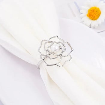 4 ΤΕΜ. Βαλεντίνου Special Pearl Rose Rings για Ρομαντικό Δείπνο Διακοσμητικό Τραπέζι Γάμου Όμορφες θήκες για χαρτοπετσέτες λουλουδιών