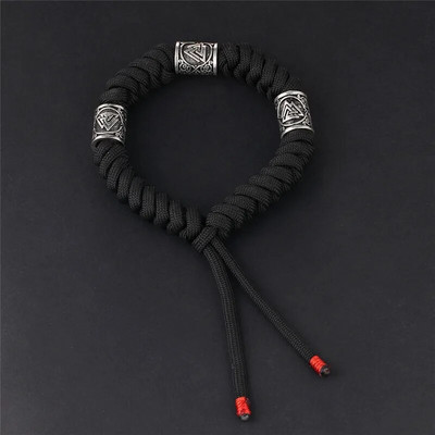 MKENDN vikingu rūnu metāla drosmīga pērlīšu rokassprādze vīriešu pētnieku akmens šarmu rokassprādze ar rokām darināta virve, austi amatniecības modes rotaslietas