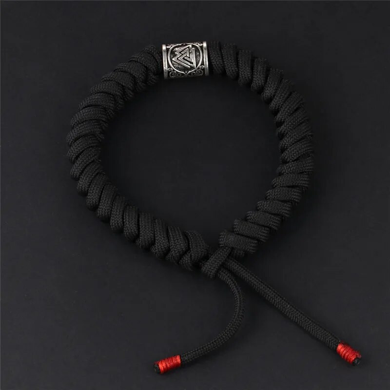 MKENDN vikingu rūnu metāla drosmīga pērlīšu rokassprādze vīriešu pētnieku akmens šarmu rokassprādze ar rokām darināta virve, austi amatniecības modes rotaslietas