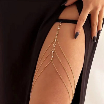 Секси перлени вериги за тяло за жени Двуслойна метална верига за тяло Модна верига за бедра за крака Дамски бохемски бижута Подарък