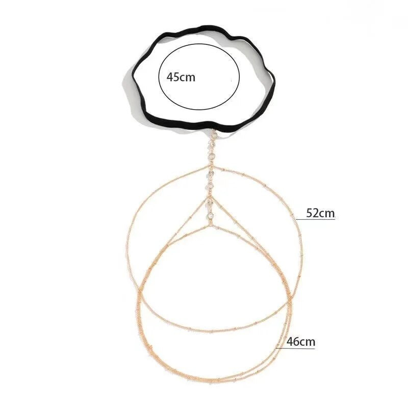 Seksīgas pērļu ķermeņa ķēdes sievietēm Divslāņu metāla ķermeņa ķēde Modes augšstilbu kāju ķēde sievietēm Bohēmijas rotaslietas dāvana