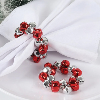 Karácsonyi Új 4db/táska Színes csengő szalvéta gyűrű Szállodai dekorációk Szalvéta csat fém bevonatú csat vacsora asztallap kiegészítő