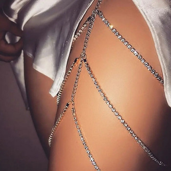 2022 Hot Fashion Rhinestones Thigh Chain Δαχτυλίδι ποδιών σέξι αξεσουάρ Γυναικεία κοσμήματα παραλίας Δώρο για πάρτι με αλυσίδα σώματος