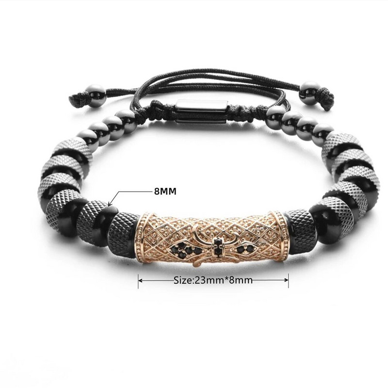 Virágvarázs karperecek rozsdamentes acél kereszt karkötő férfi római szám Európa divatékszer ajándék férfi nőnek