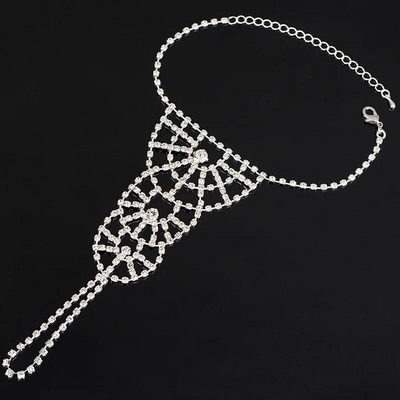 Rhinestone Slave potīšu ķēde, kas izrauj acis, ķermeņa rotaslietas ikdienas pludmales basām kājām sandales, sudrabotas kāju potītes sievietēm