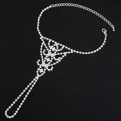 Rhinestone Slave potīšu ķēde, kas izrauj acis, ķermeņa rotaslietas ikdienas pludmales basām kājām sandales, sudrabotas kāju potītes sievietēm