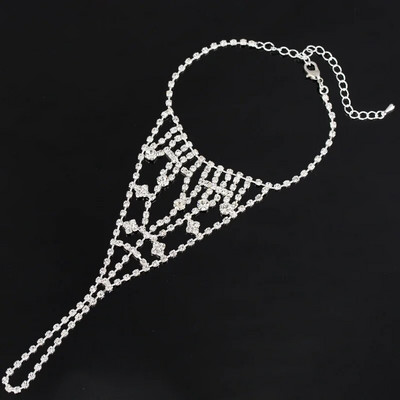 Rhinestone Slave potīšu ķēde, kas izrauj acis, ķermeņa rotaslietas ikdienas pludmales basām kājām sandales, sudrabotas kāju potītes sievietēm