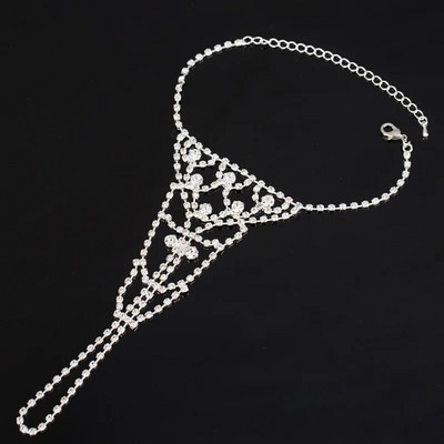 Rhinestone Slave potīšu ķēde, kas izrauj acis, ķermeņa rotaslietas ikdienas pludmales basām kājām sandales, sudrabotas kāju potītes sievietēm