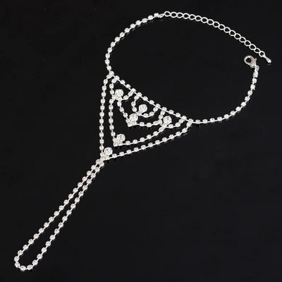 Rhinestone Slave potīšu ķēde, kas izrauj acis, ķermeņa rotaslietas ikdienas pludmales basām kājām sandales, sudrabotas kāju potītes sievietēm