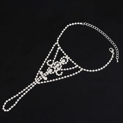 Rhinestone Slave potīšu ķēde, kas izrauj acis, ķermeņa rotaslietas ikdienas pludmales basām kājām sandales, sudrabotas kāju potītes sievietēm