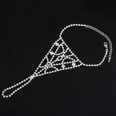 Rhinestone Slave potīšu ķēde, kas izrauj acis, ķermeņa rotaslietas ikdienas pludmales basām kājām sandales, sudrabotas kāju potītes sievietēm