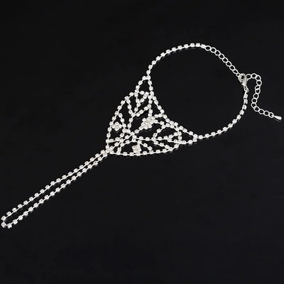 Rhinestone Slave potīšu ķēde, kas izrauj acis, ķermeņa rotaslietas ikdienas pludmales basām kājām sandales, sudrabotas kāju potītes sievietēm