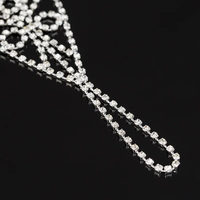 Rhinestone Slave potīšu ķēde, kas izrauj acis, ķermeņa rotaslietas ikdienas pludmales basām kājām sandales, sudrabotas kāju potītes sievietēm