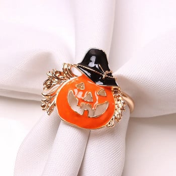 4 ΤΕΜ Δαχτυλίδι χαρτοπετσέτας Skull Pumpkin Halloween Ghost Pupkin Bockle Hotel Διακόσμηση για πετσέτα για το τραπέζι για την Ημέρα των Αγίων