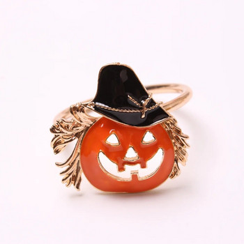 4 ΤΕΜ Δαχτυλίδι χαρτοπετσέτας Skull Pumpkin Halloween Ghost Pupkin Bockle Hotel Διακόσμηση για πετσέτα για το τραπέζι για την Ημέρα των Αγίων